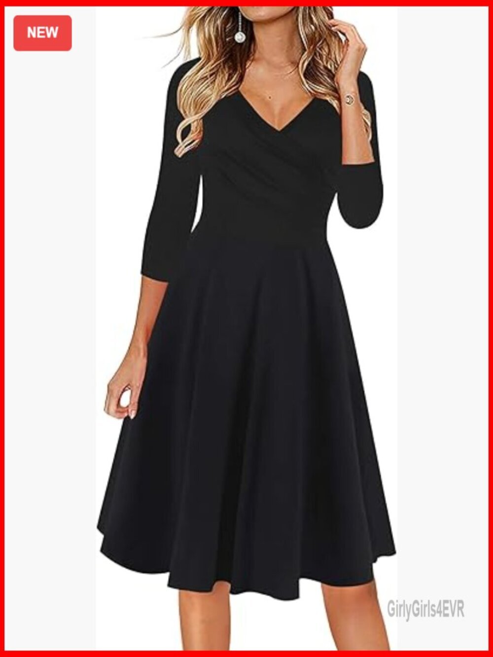 Nursing Maternity V-Neck Stretchy Casual Tea Dress Knee-Length